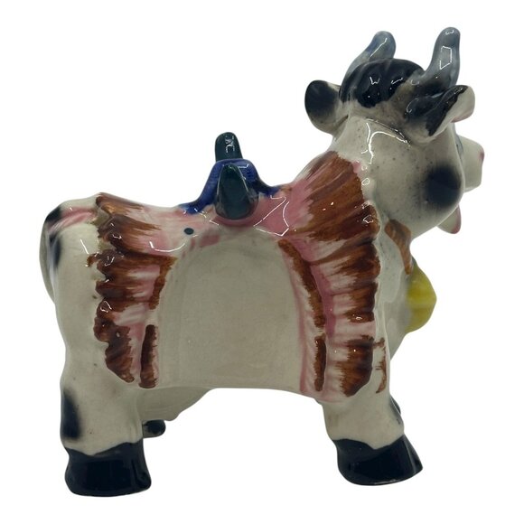 Hand-Painted Ceramic Cow Salt & Pepper Shakers Vintage Collectible 1950s Style - Picture 9 of 11